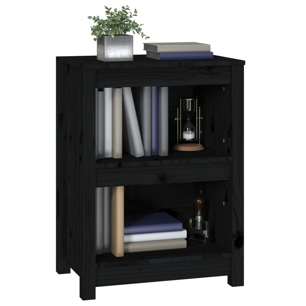 Bibliothèque Noir 50x35x68 cm Bois de pin massif - XIOS