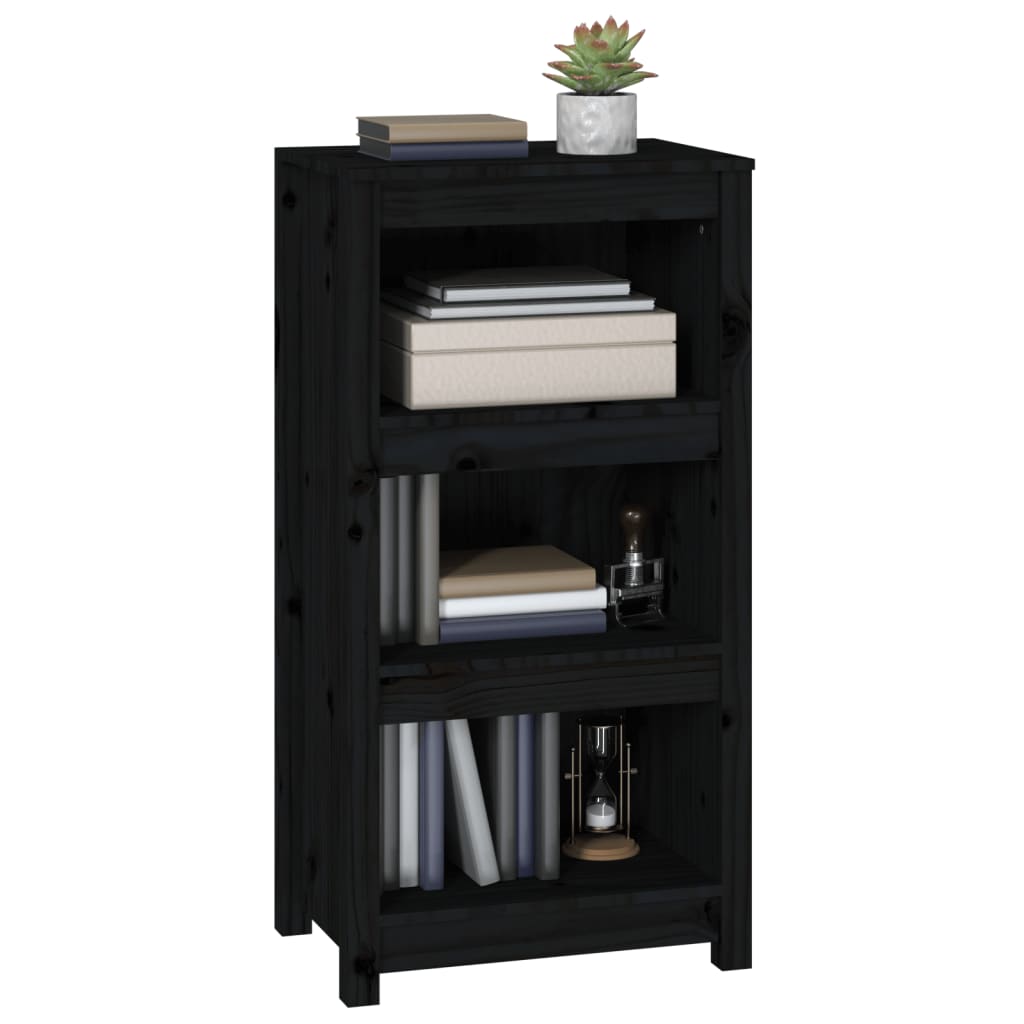 Bibliothèque Noir 50x35x97 cm Bois de pin massif