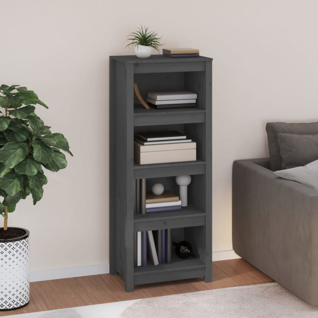 Bibliothèque Gris 50x35x125,5 cm Bois de pin massif - XIOS