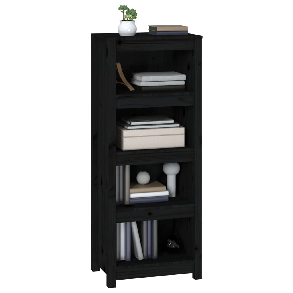 Bibliothèque Noir 50x35x125,5 cm Bois de pin massif - XIOS
