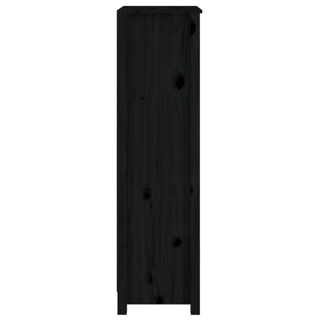 Bibliothèque Noir 50x35x125,5 cm Bois de pin massif - XIOS