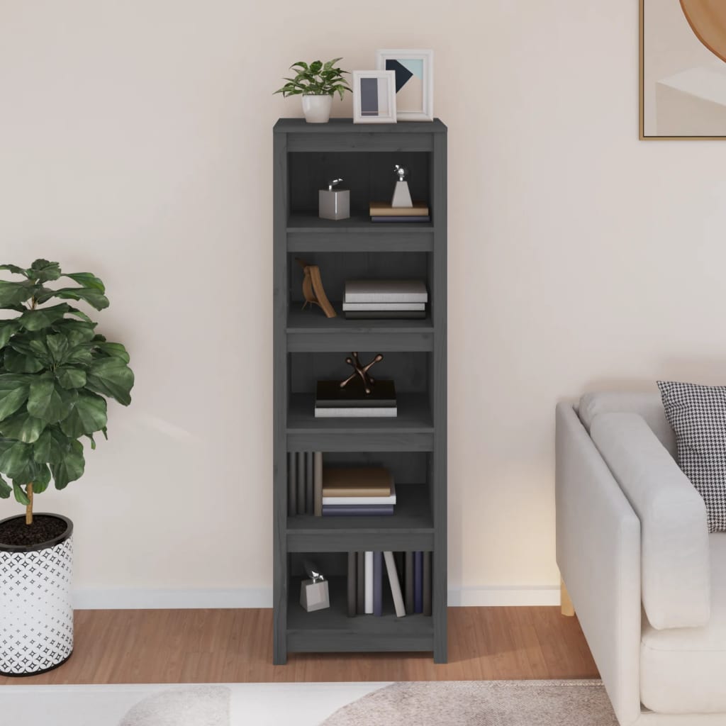 Bibliothèque Gris 50x35x154 cm Bois de pin massif - XIOS