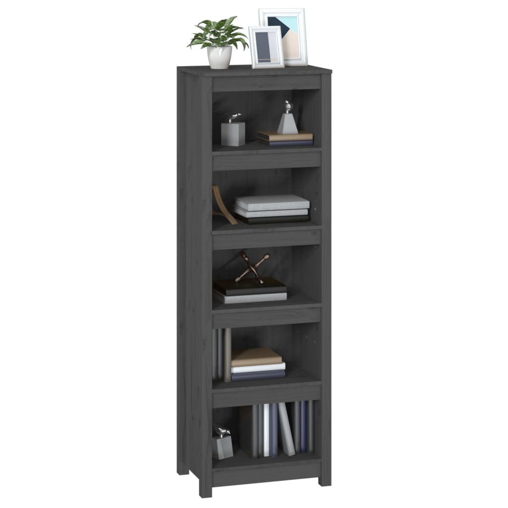 Bibliothèque Gris 50x35x154 cm Bois de pin massif - XIOS