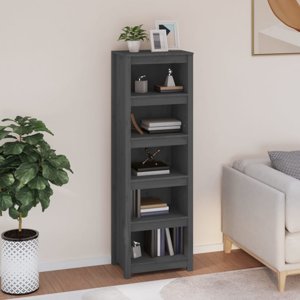 Bibliothèque Gris 50x35x154 cm Bois de pin massif - XIOS