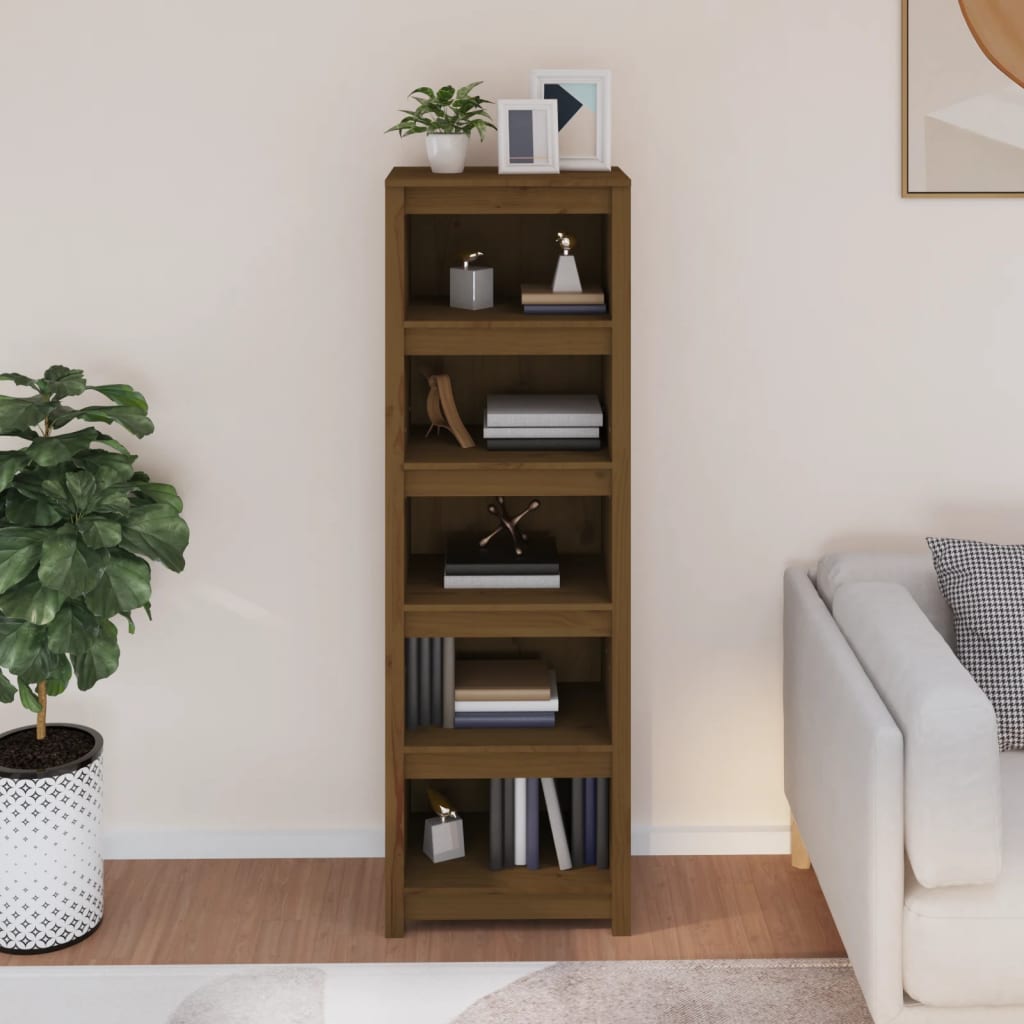 Bibliothèque Marron miel 50x35x154 cm Bois de pin massif - XIOS
