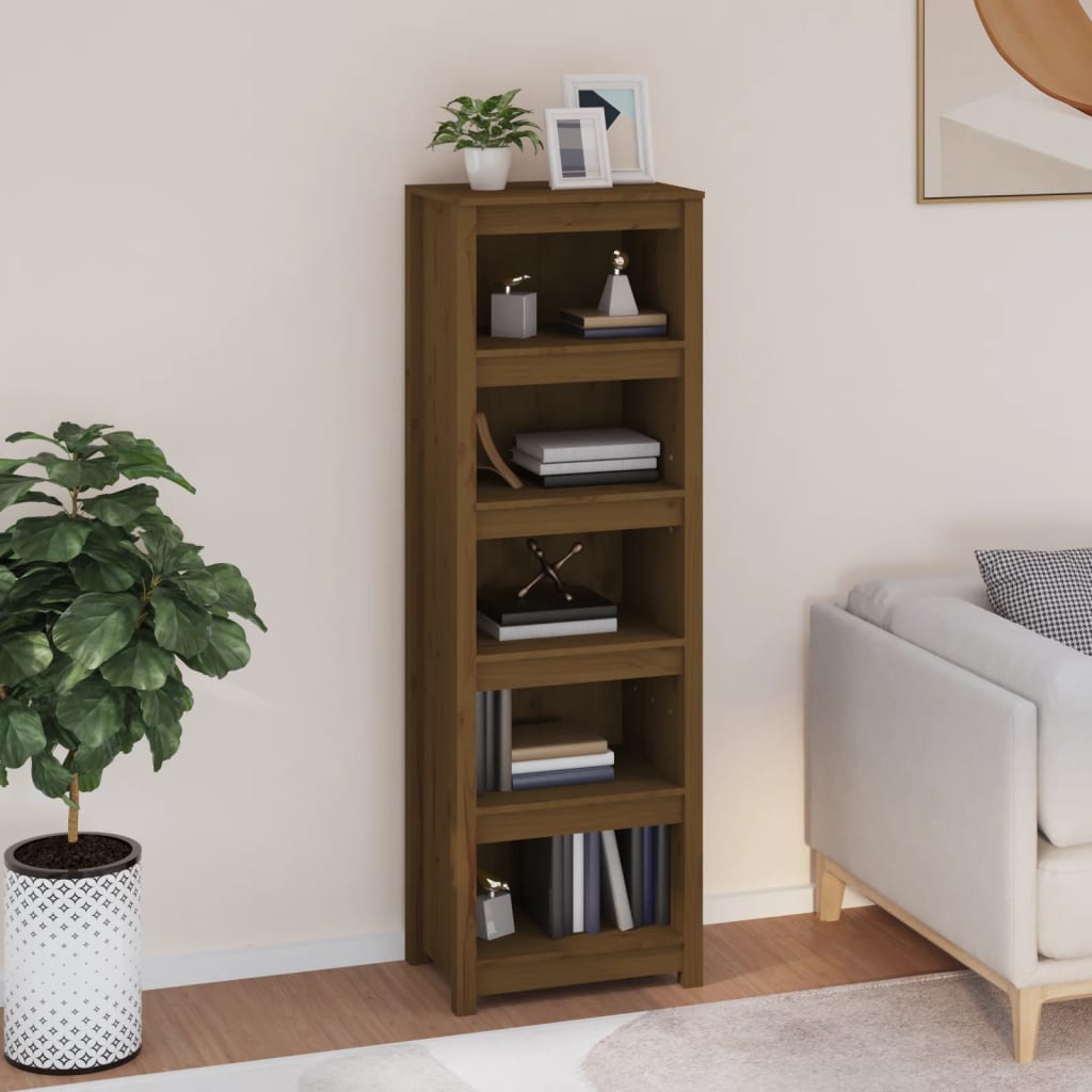 Bibliothèque Marron miel 50x35x154 cm Bois de pin massif - XIOS