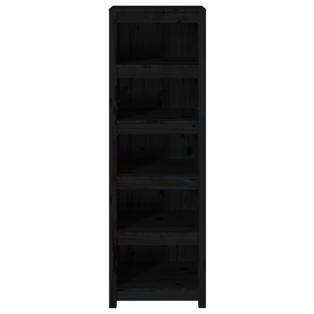 Bibliothèque Noir 50x35x154 cm Bois de pin massif - XIOS