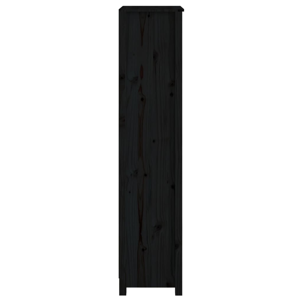 Bibliothèque Noir 50x35x154 cm Bois de pin massif - XIOS