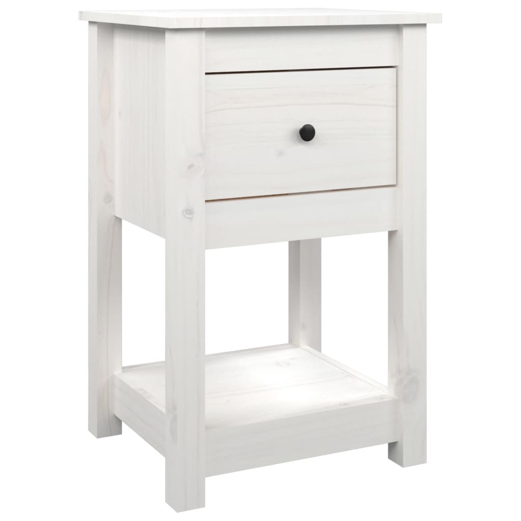 Table de chevet Blanc 40x35x61,5 cm Bois de pin massif