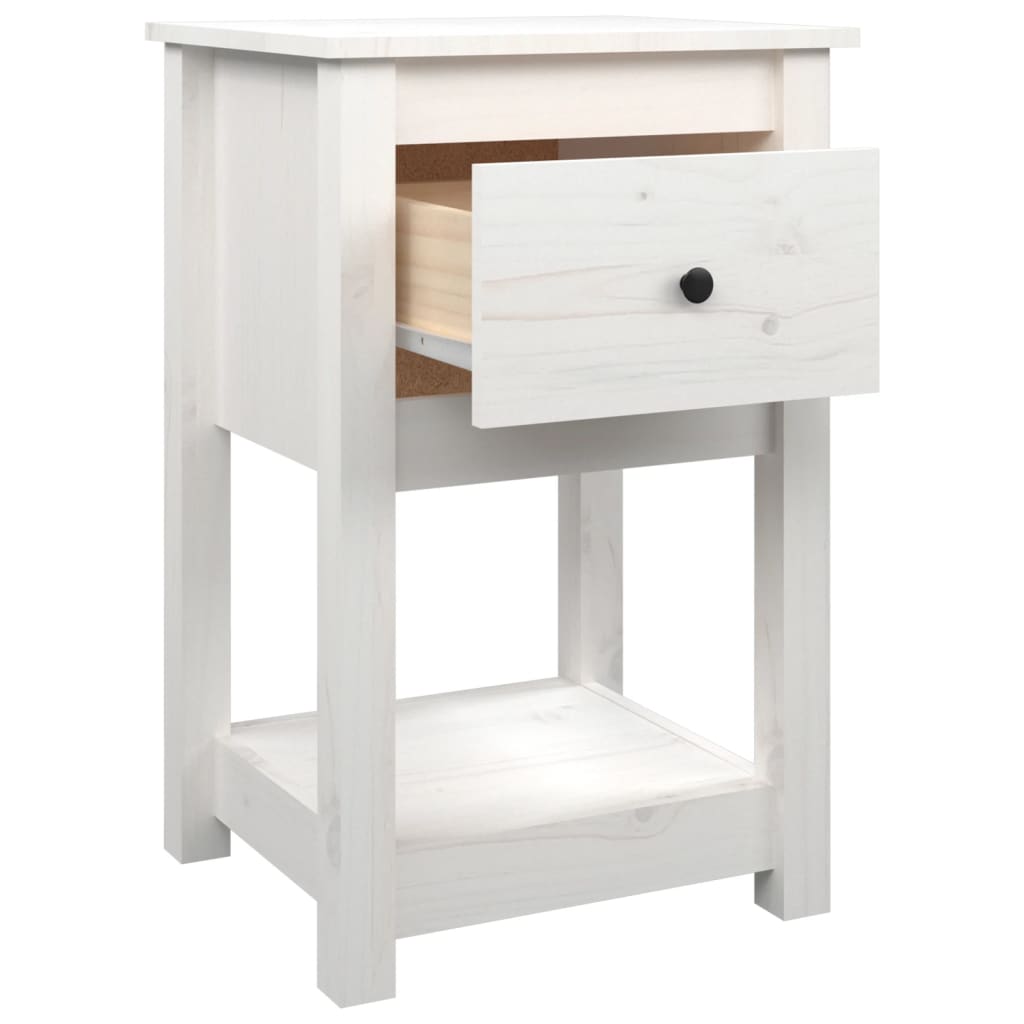 Table de chevet Blanc 40x35x61,5 cm Bois de pin massif