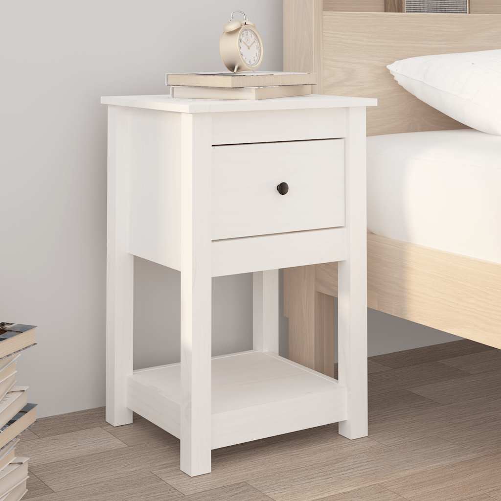 Tables de chevet 2 pcs Blanc 40x35x61,5 cm Bois de pin massif - XIOS