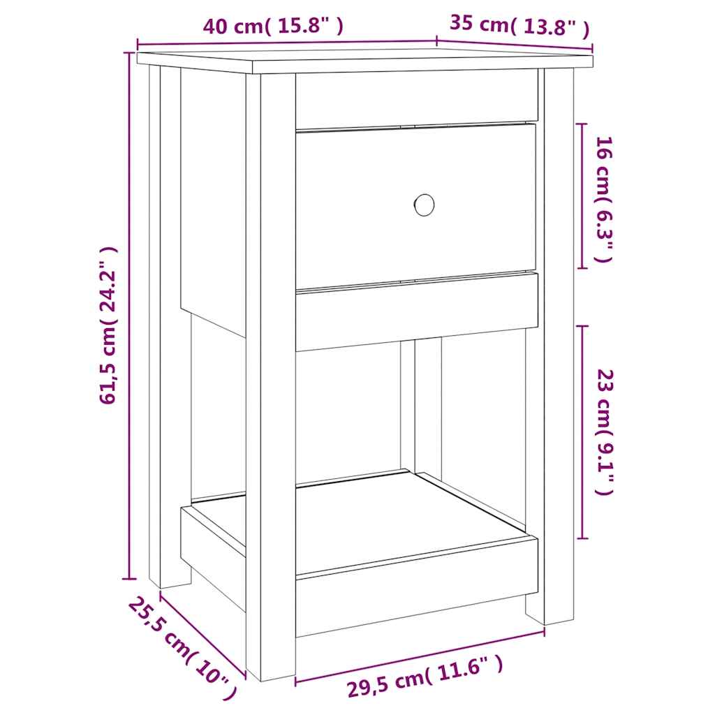 Tables de chevet 2 pcs Blanc 40x35x61,5 cm Bois de pin massif - XIOS