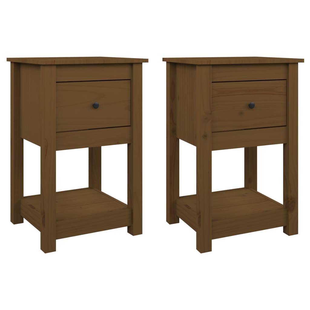 Tables de chevet 2 pcs Marron miel 40x35x61,5 cm Pin solide