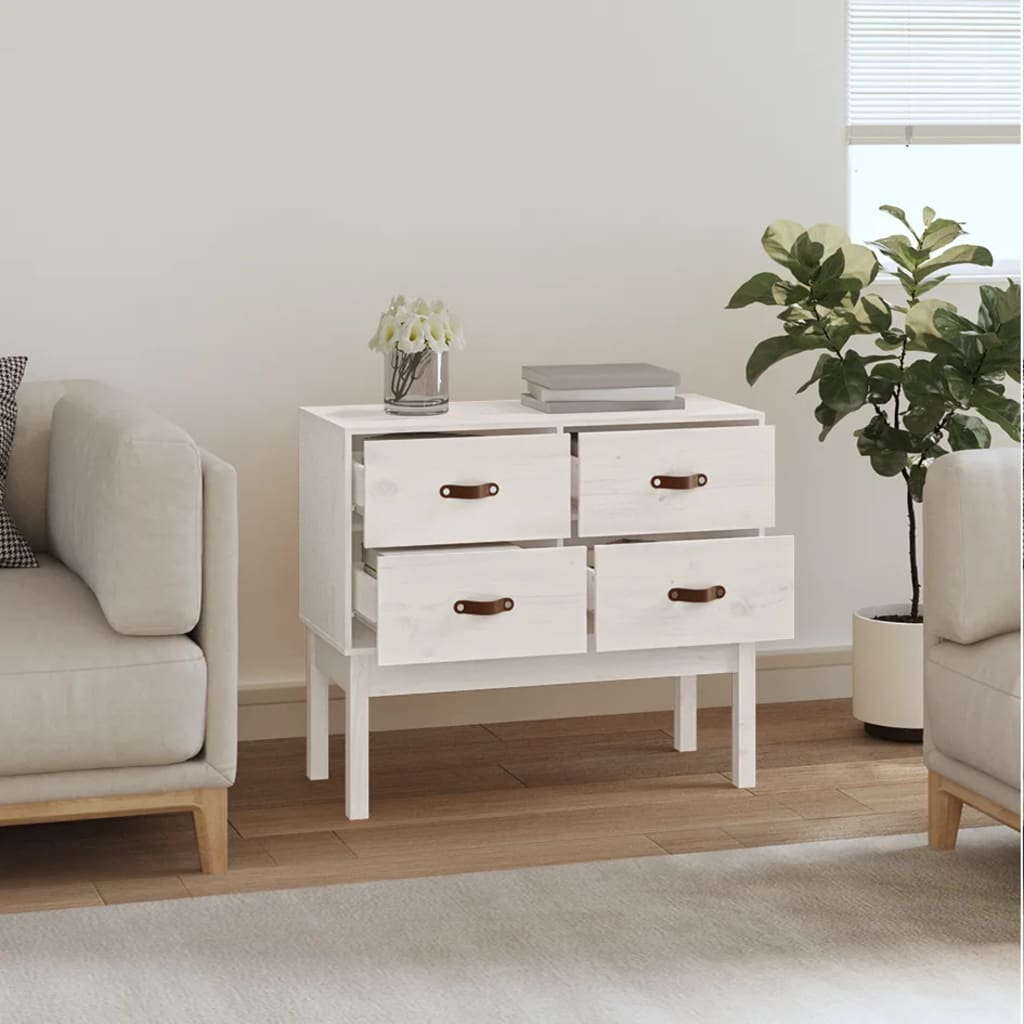 Armoire console Blanc 90x40x78 cm Bois de pin solide - XIOS