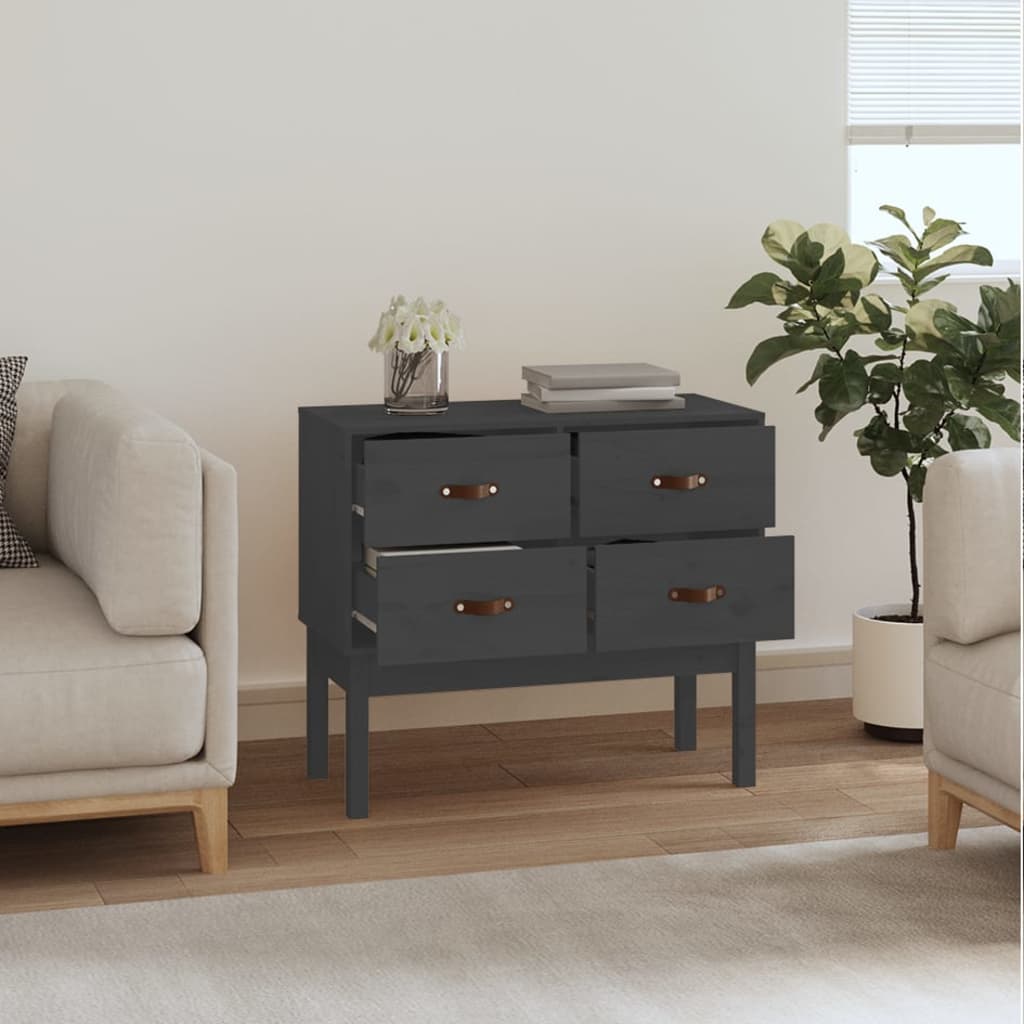 Armoire console Gris 90x40x78 cm Bois de pin solide - XIOS