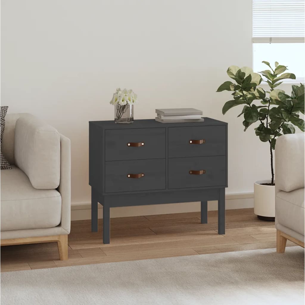 Armoire console Gris 90x40x78 cm Bois de pin solide - XIOS