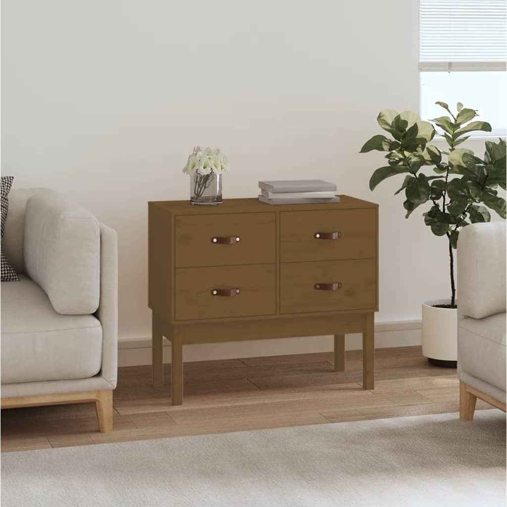 Armoire console Marron miel 90x40x78 cm Bois de pin solide - XIOS