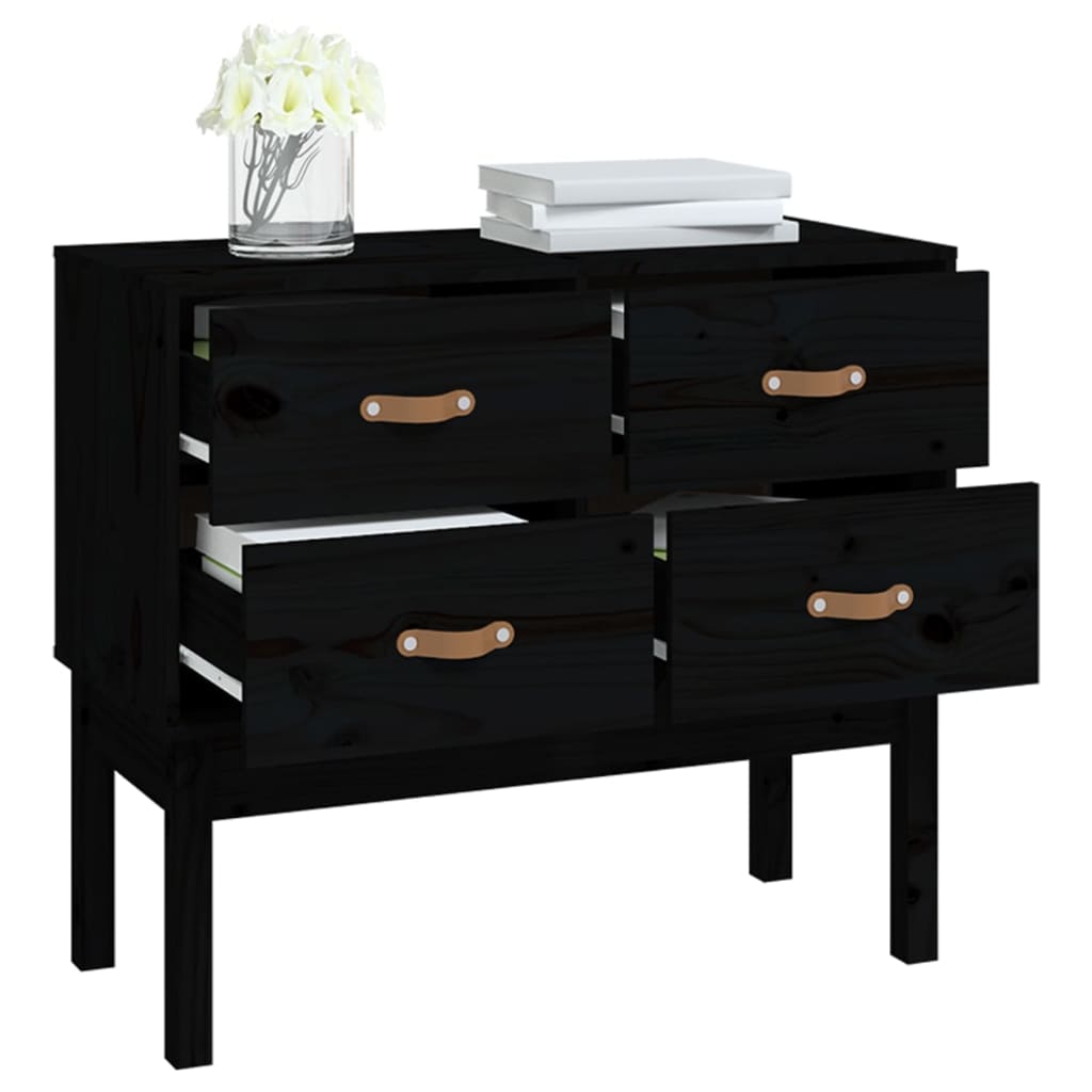 Armoire console Noir 90x40x78 cm Bois de pin solide - XIOS