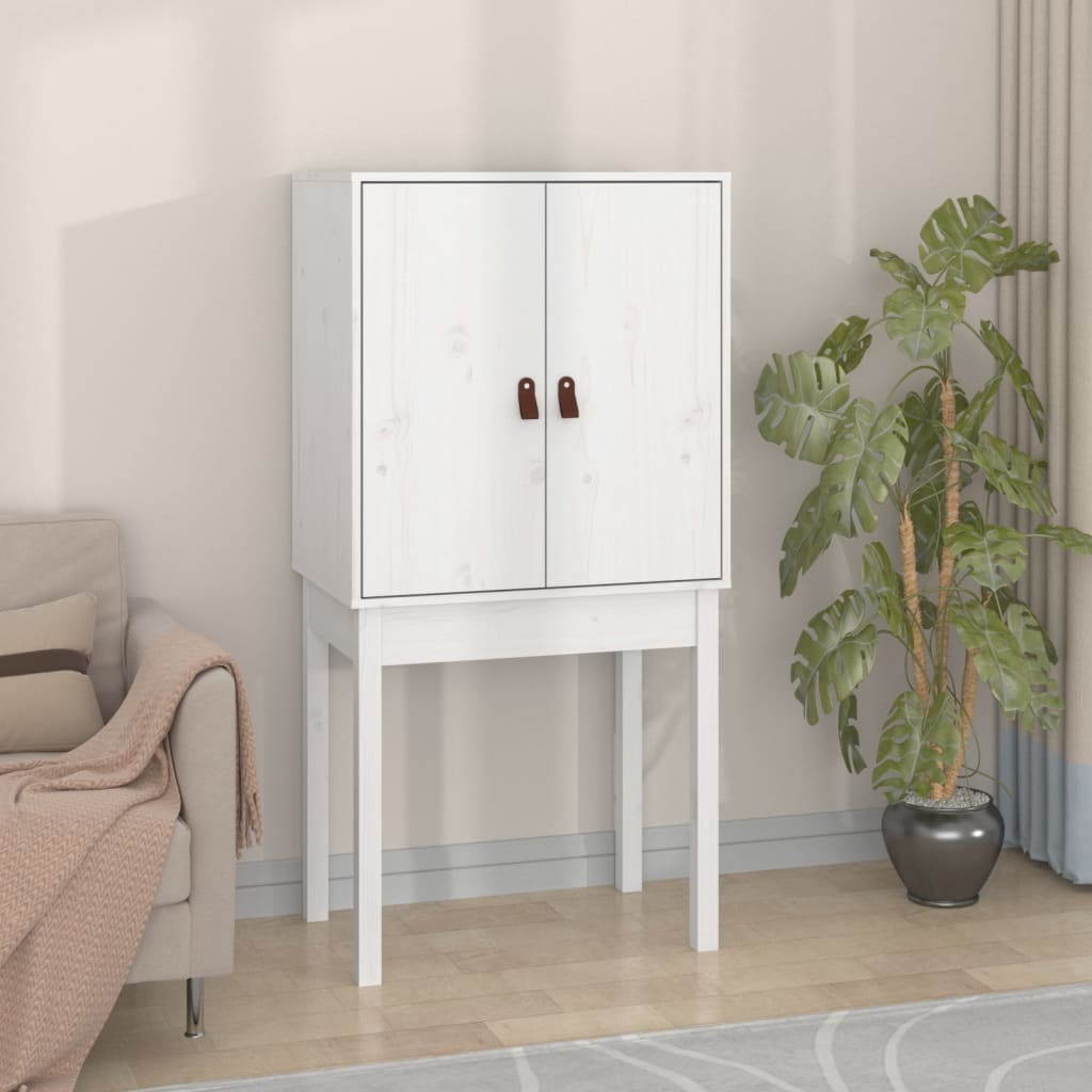 Buffet haut Blanc 60x40x120 cm Bois massif de pin - XIOS