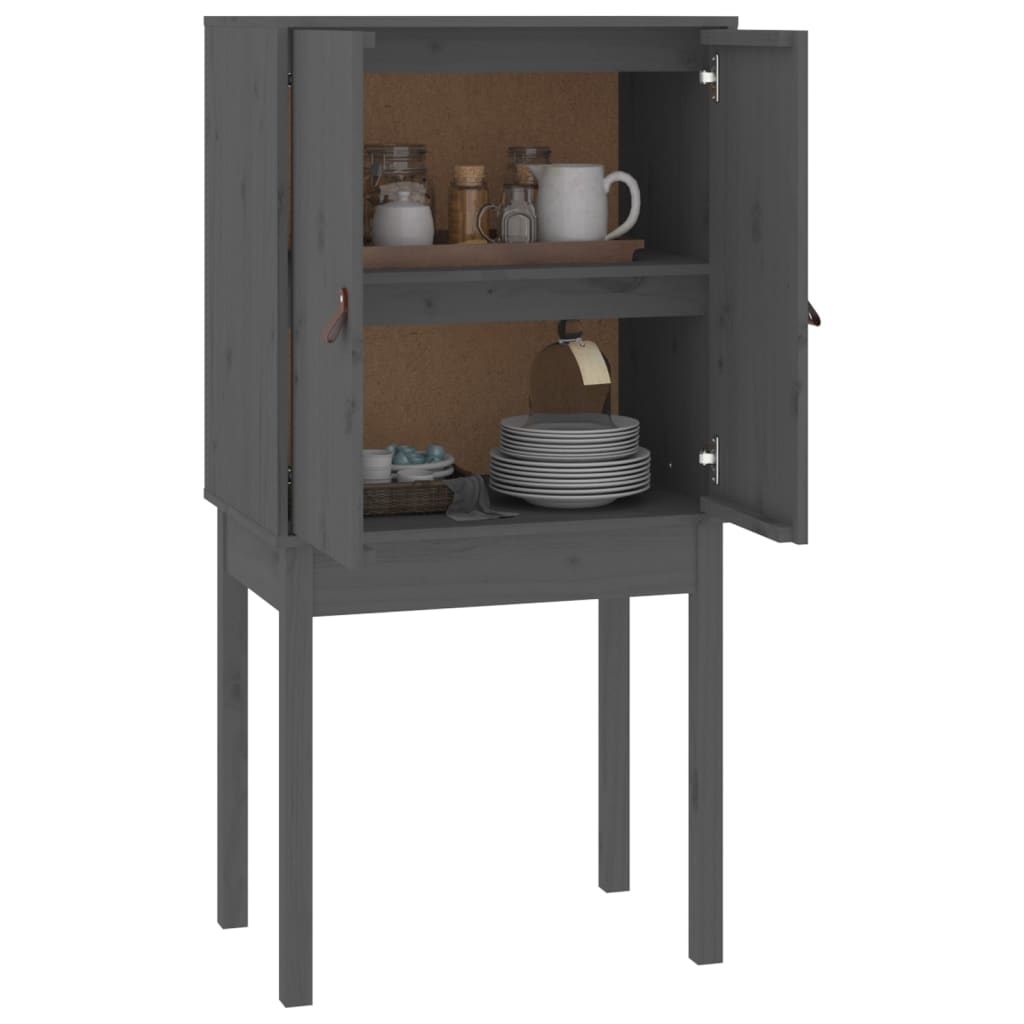 Buffet haut Gris 60x40x120 cm Bois massif de pin - XIOS