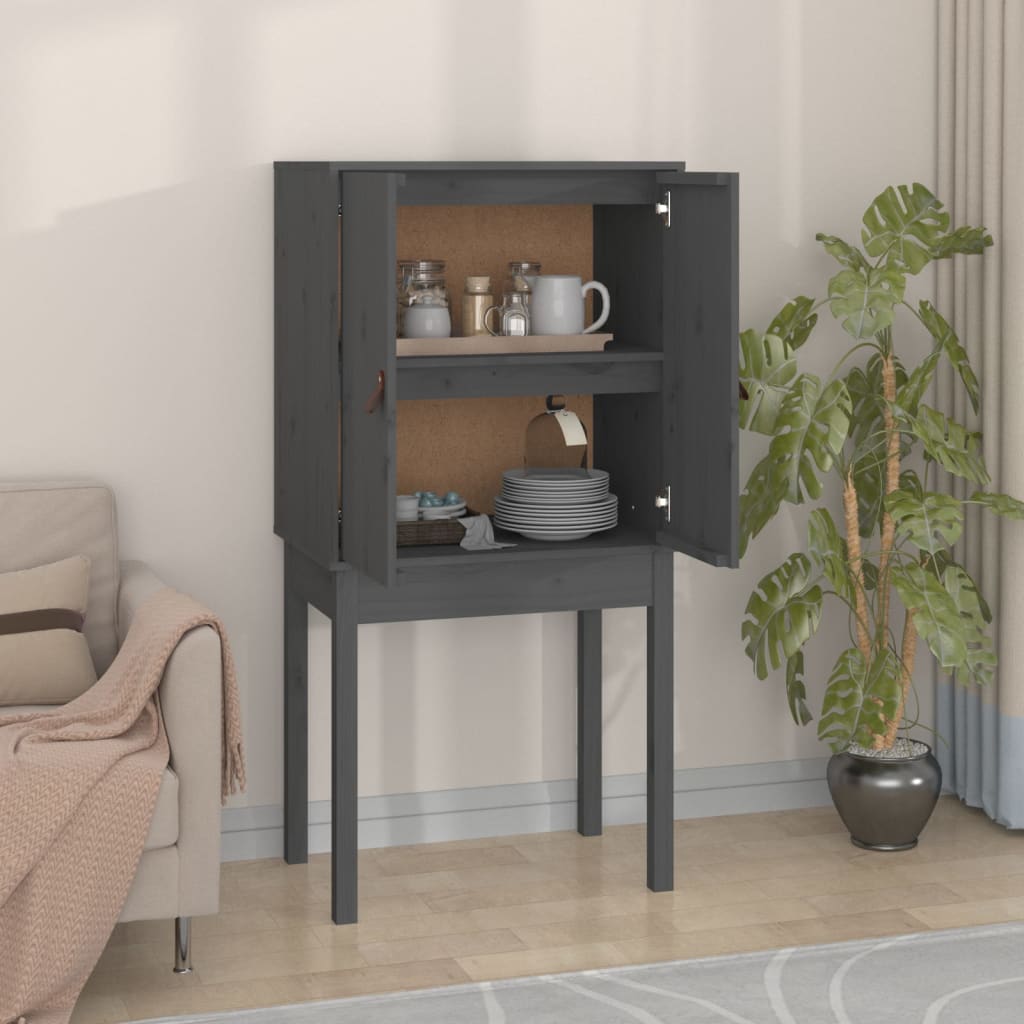 Buffet haut Gris 60x40x120 cm Bois massif de pin - XIOS