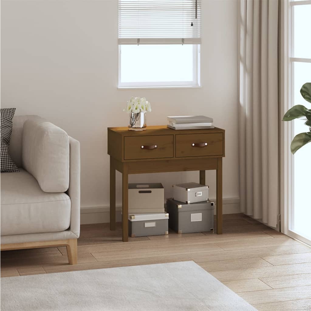 Table console Marron miel 76,5x40x75 cm Bois massif de pin - XIOS
