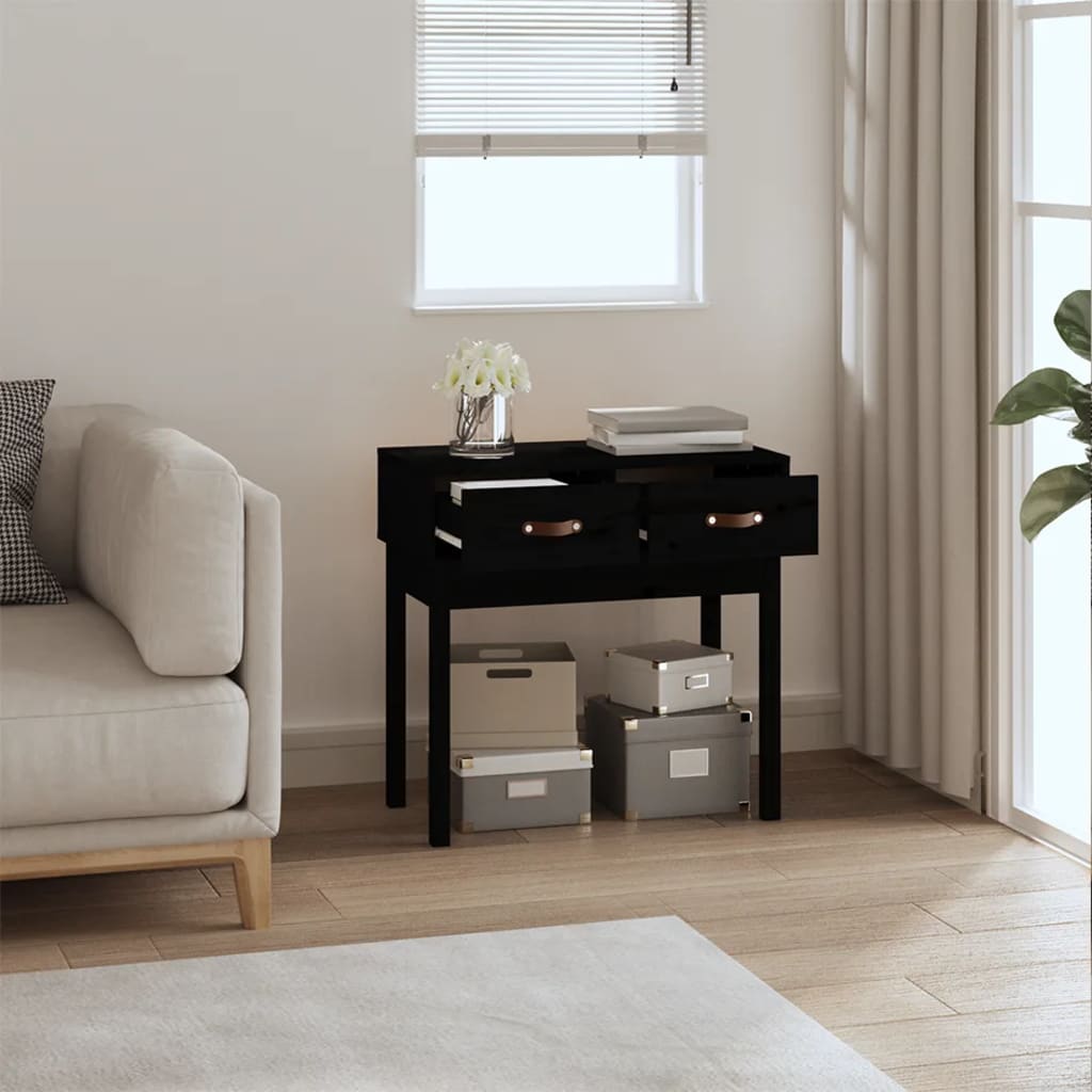 Table console Noir 76,5x40x75 cm Bois massif de pin - XIOS
