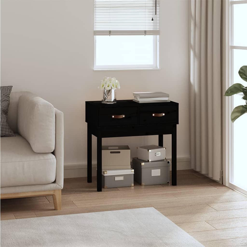 Table console Noir 76,5x40x75 cm Bois massif de pin - XIOS