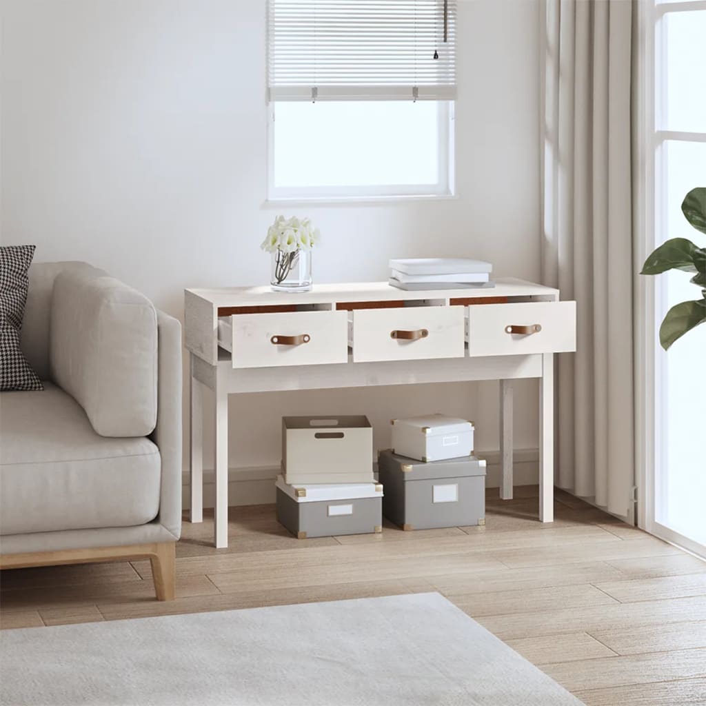 Table console Blanc 114x40x75 cm Bois massif de pin - XIOS