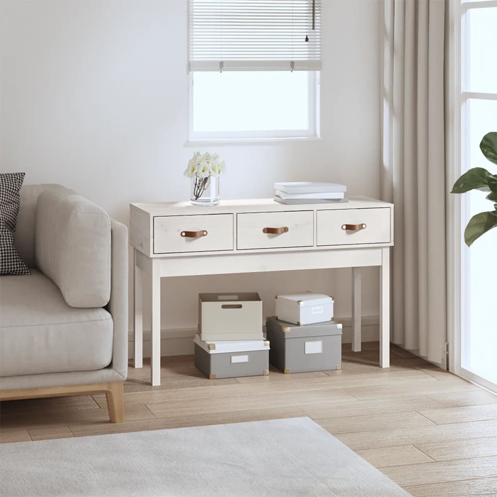Table console Blanc 114x40x75 cm Bois massif de pin - XIOS