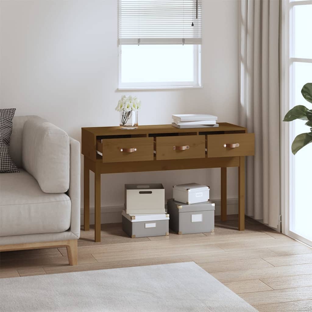 Table console Marron miel 114x40x75 cm Bois massif de pin - XIOS