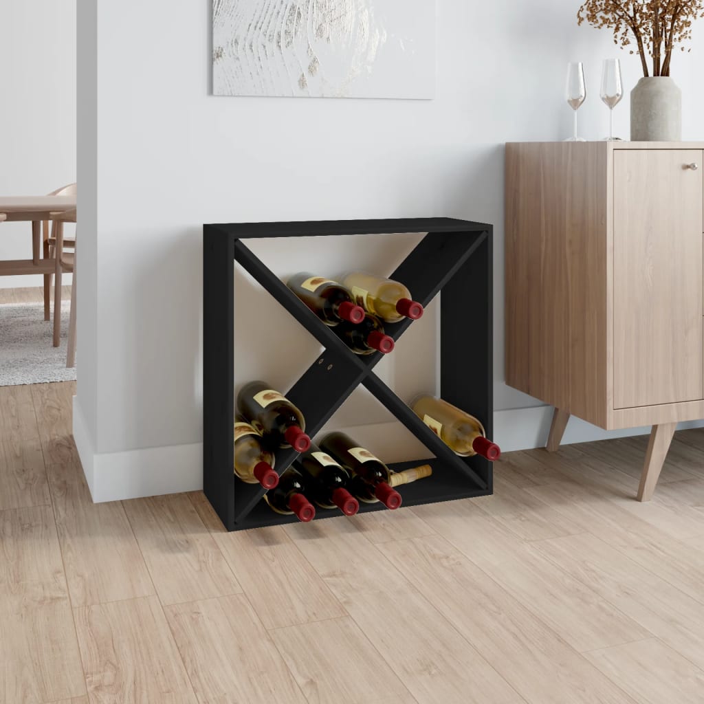 Armoire à vin Noir 62x25x62 cm Bois de pin massif - XIOS
