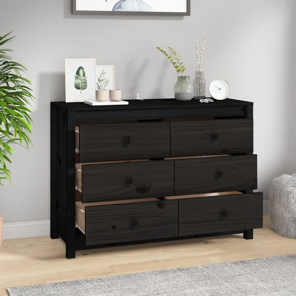 Armoire latérale Noir 100x40x72 cm Bois de pin massif - XIOS