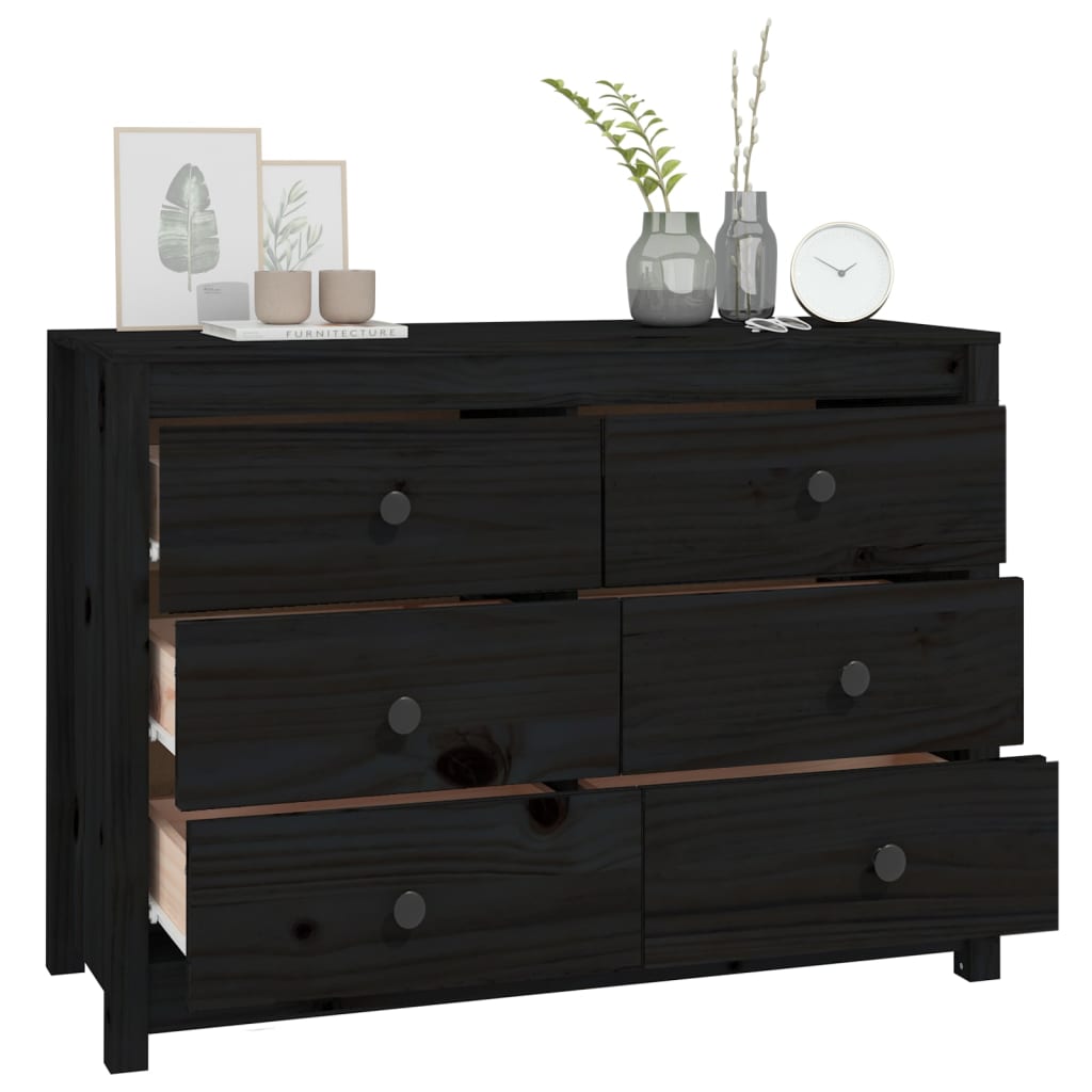 Armoire latérale Noir 100x40x72 cm Bois de pin massif - XIOS