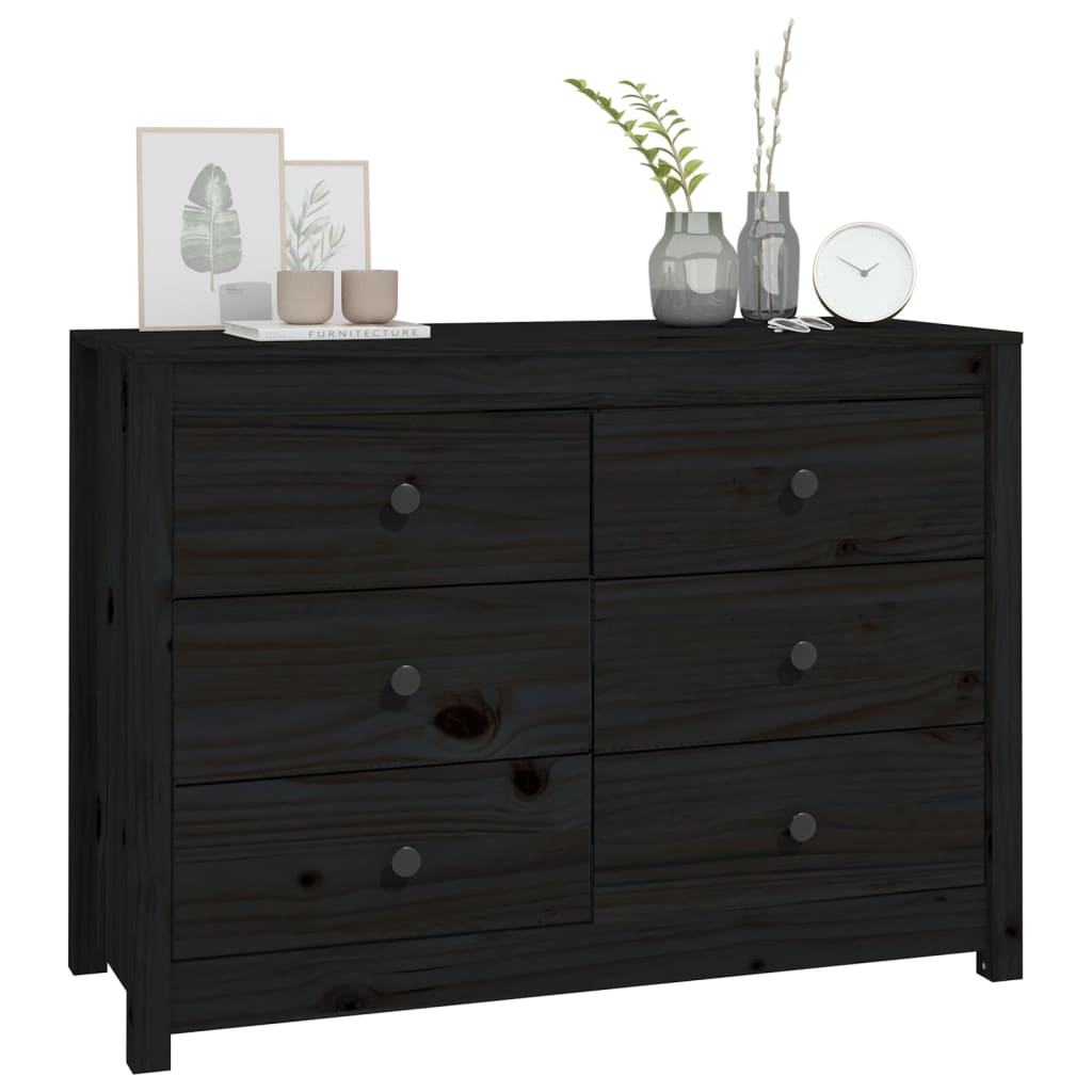 Armoire latérale Noir 100x40x72 cm Bois de pin massif - XIOS