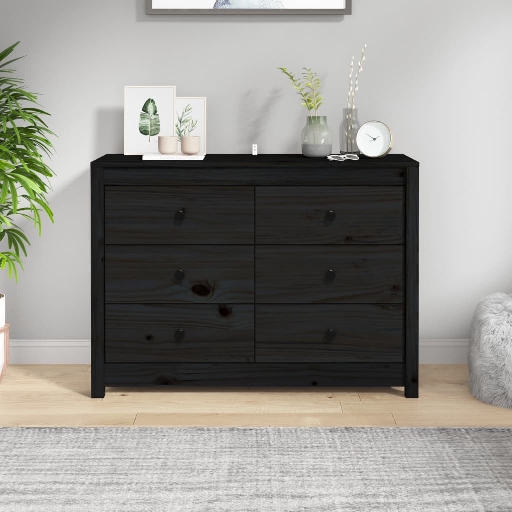 Armoire latérale Noir 100x40x72 cm Bois de pin massif - XIOS