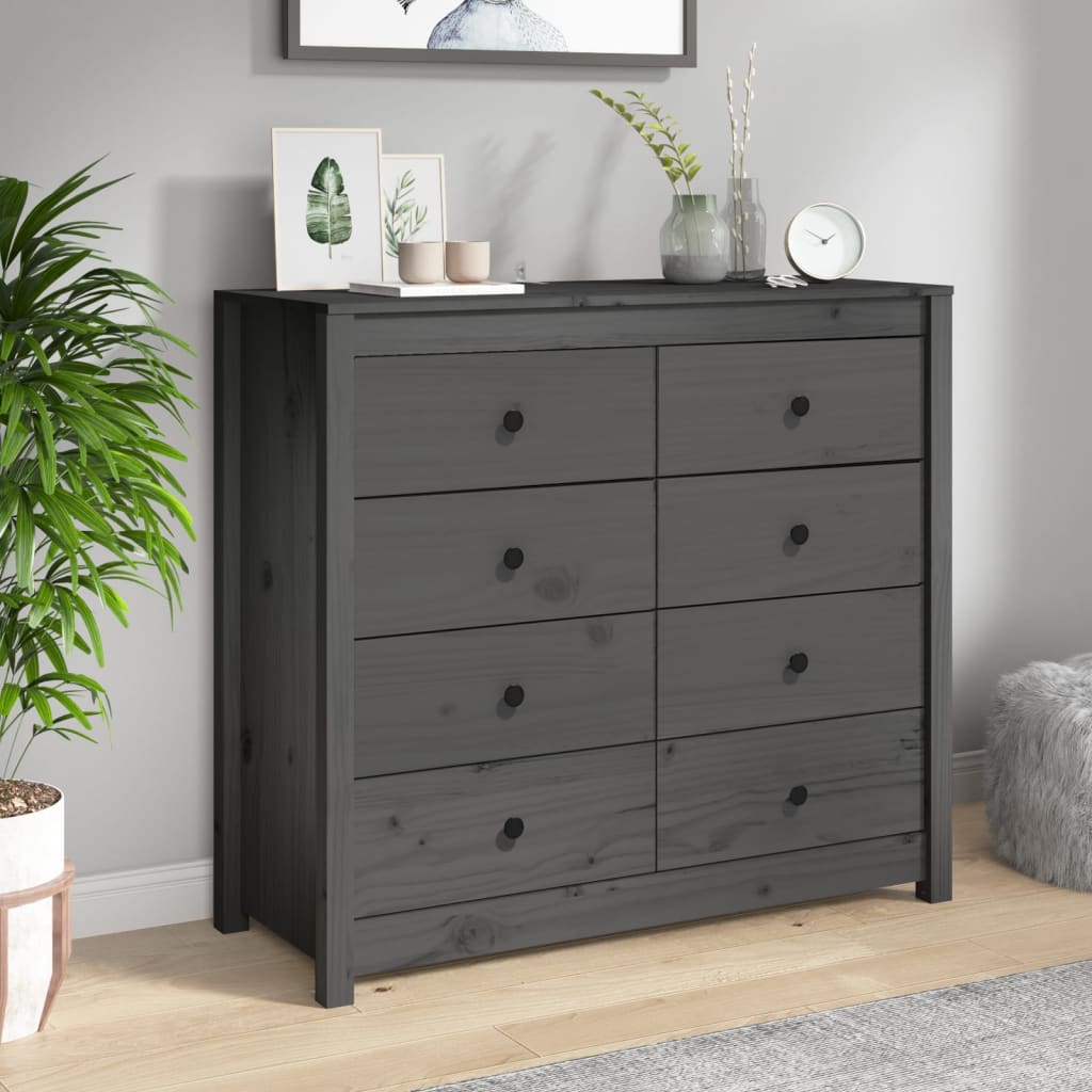 Armoire latérale Gris 100x40x90 cm Bois de pin massif - XIOS
