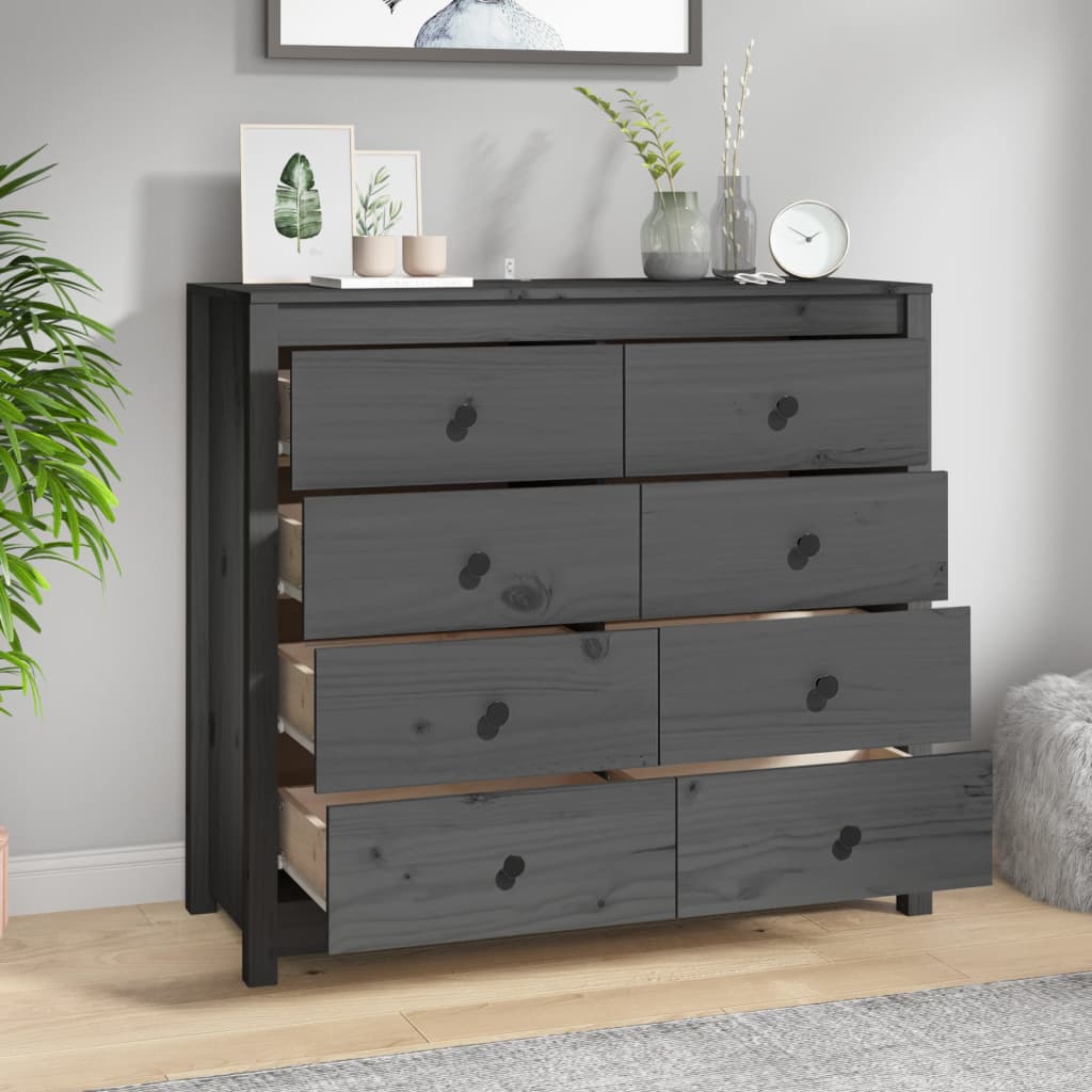 Armoire latérale Gris 100x40x90 cm Bois de pin massif - XIOS