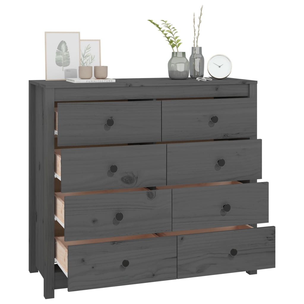 Armoire latérale Gris 100x40x90 cm Bois de pin massif - XIOS