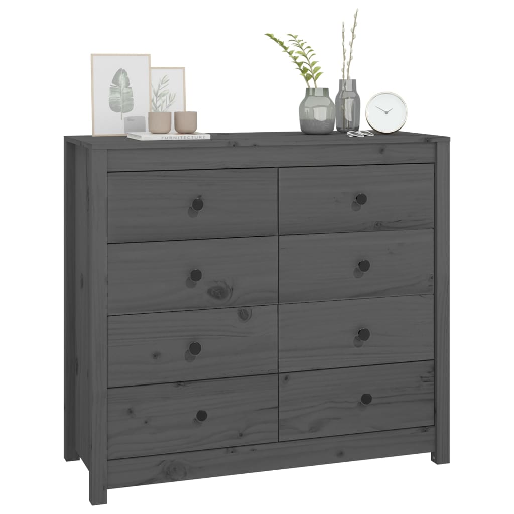 Armoire latérale Gris 100x40x90 cm Bois de pin massif - XIOS