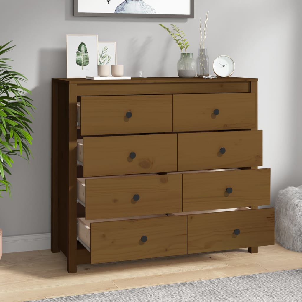 Armoire latérale Marron Miel 100x40x90 cm Bois de pin massif - XIOS