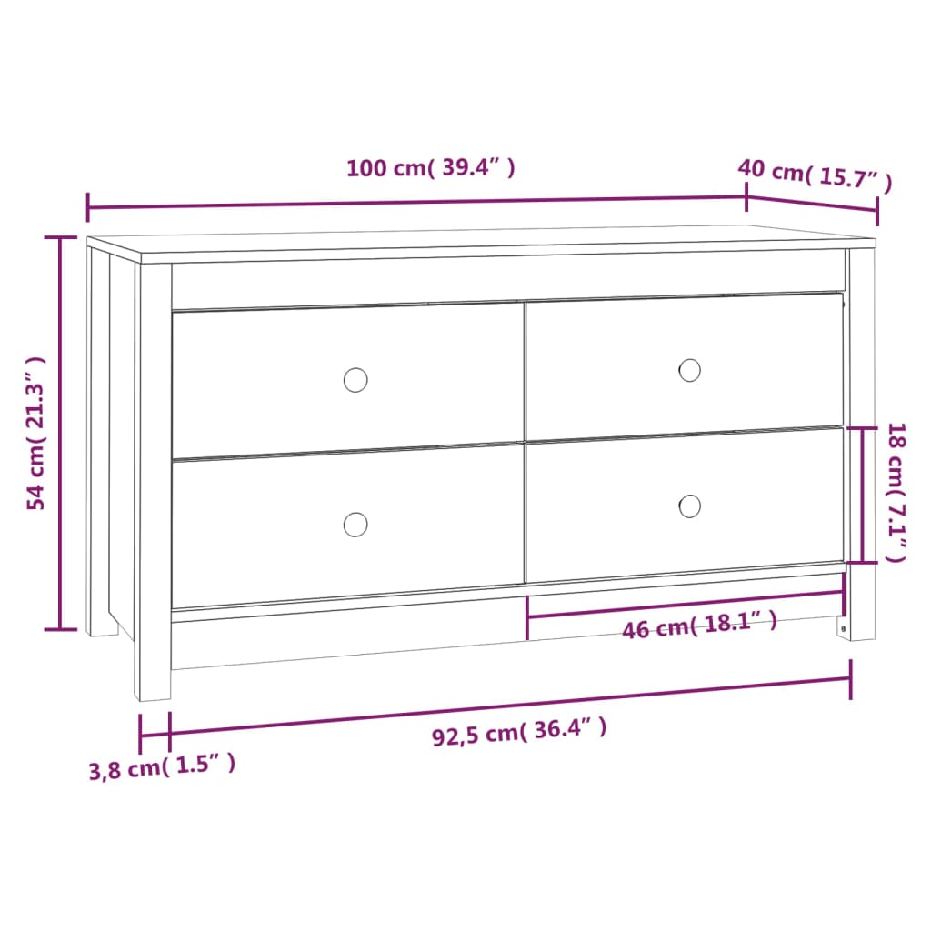 Armoire latérale 100x40x54 cm Bois de pin massif - XIOS