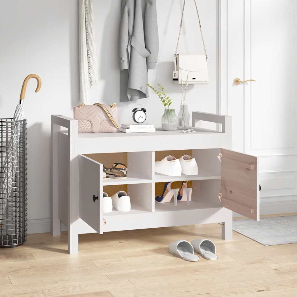 Banc d'entrée Blanc 80x40x60 cm Bois de pin massif - XIOS