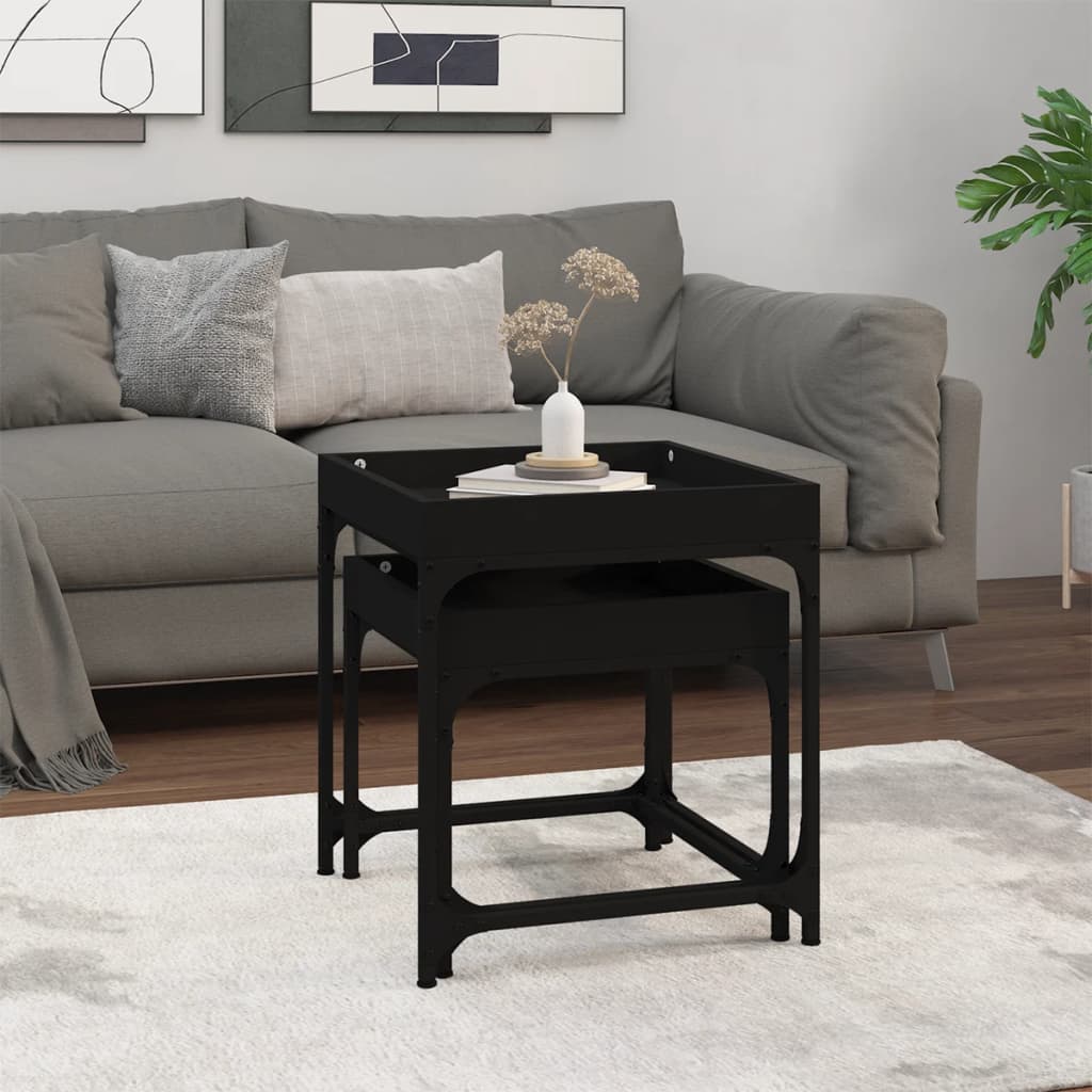 Tables d'appoint 2 pcs Noir Bois d'ingénierie - XIOS