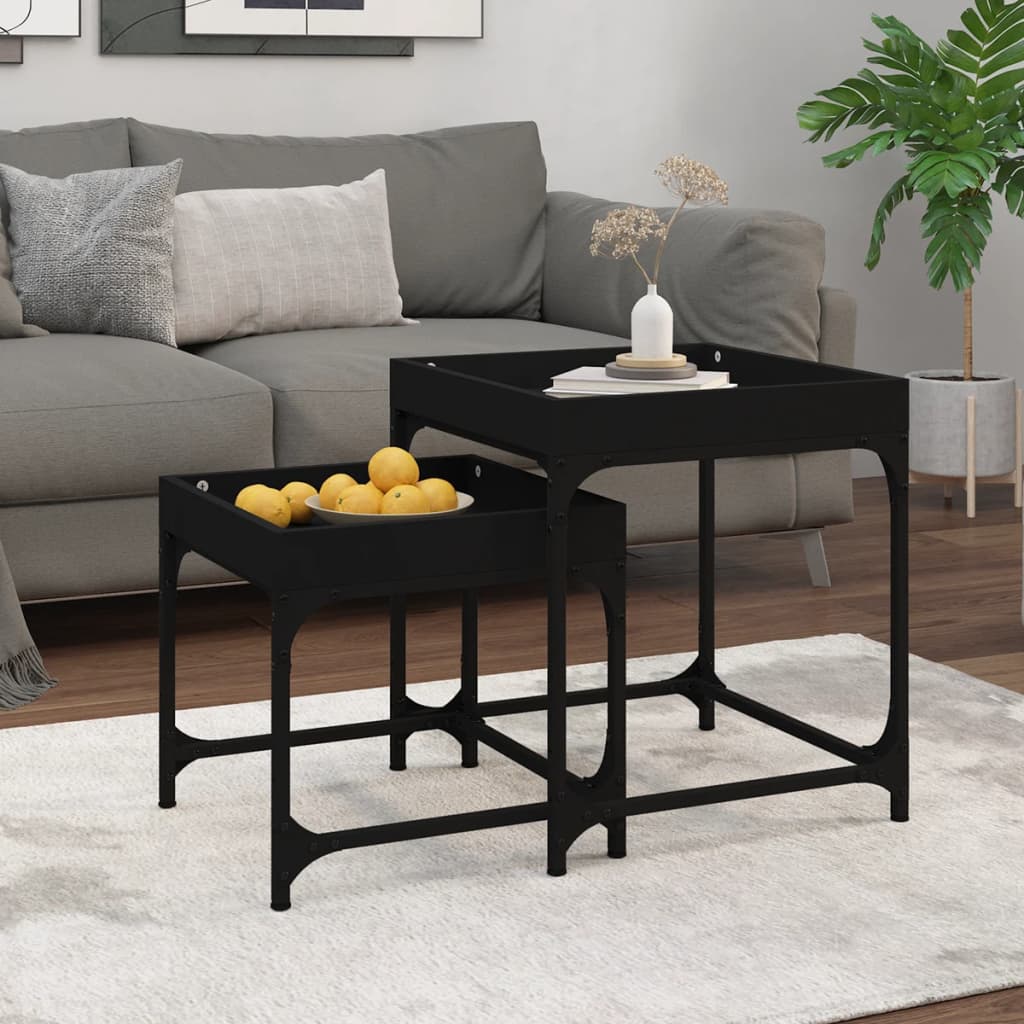 Tables d'appoint 2 pcs Noir Bois d'ingénierie - XIOS