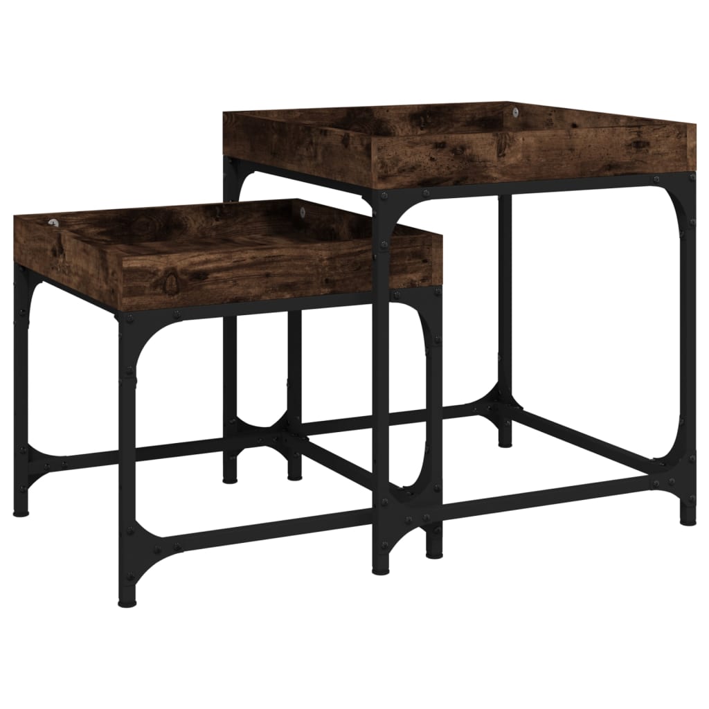 Tables d'appoint 2 pcs Chêne fumé Bois d'ingénierie - XIOS