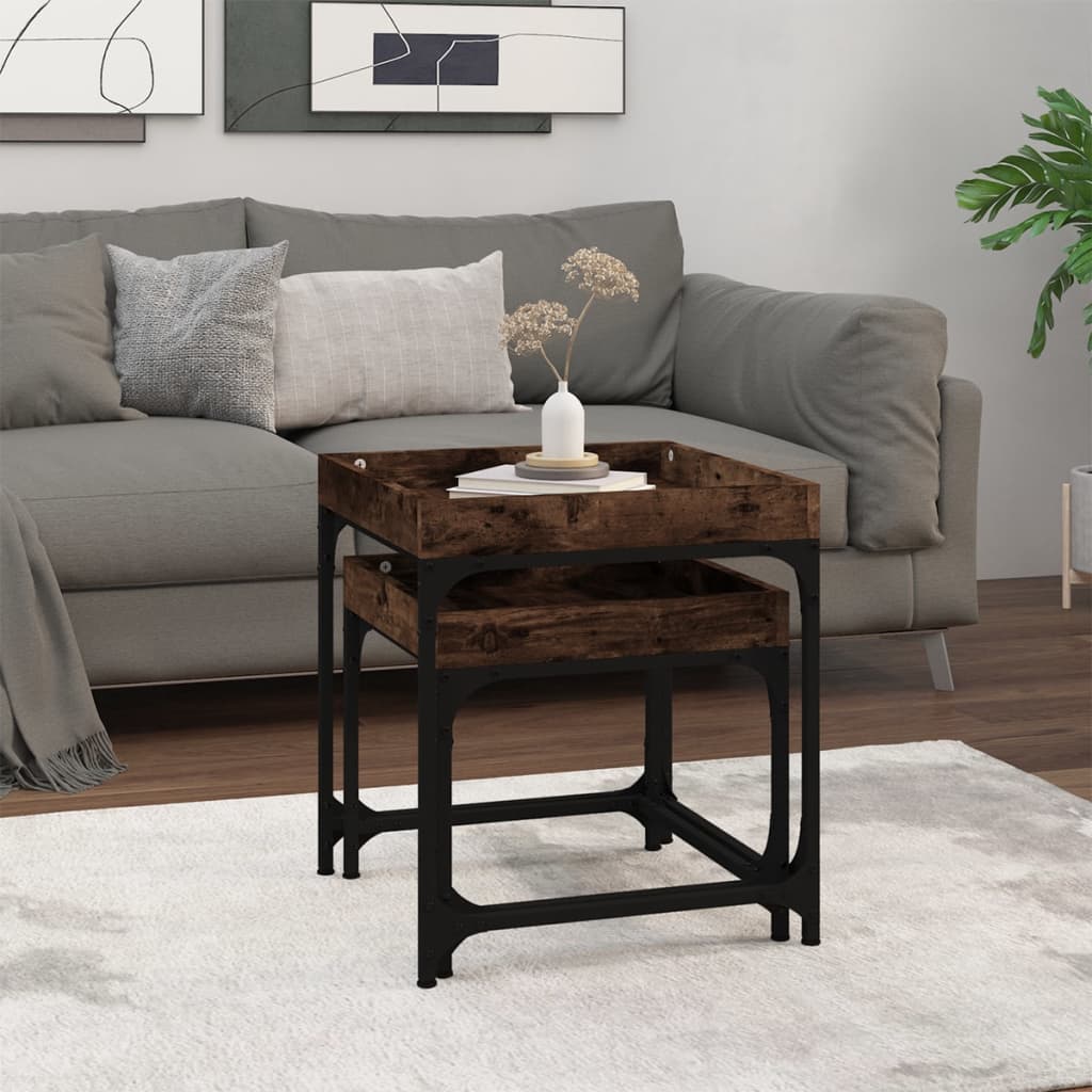 Tables d'appoint 2 pcs Chêne fumé Bois d'ingénierie - XIOS