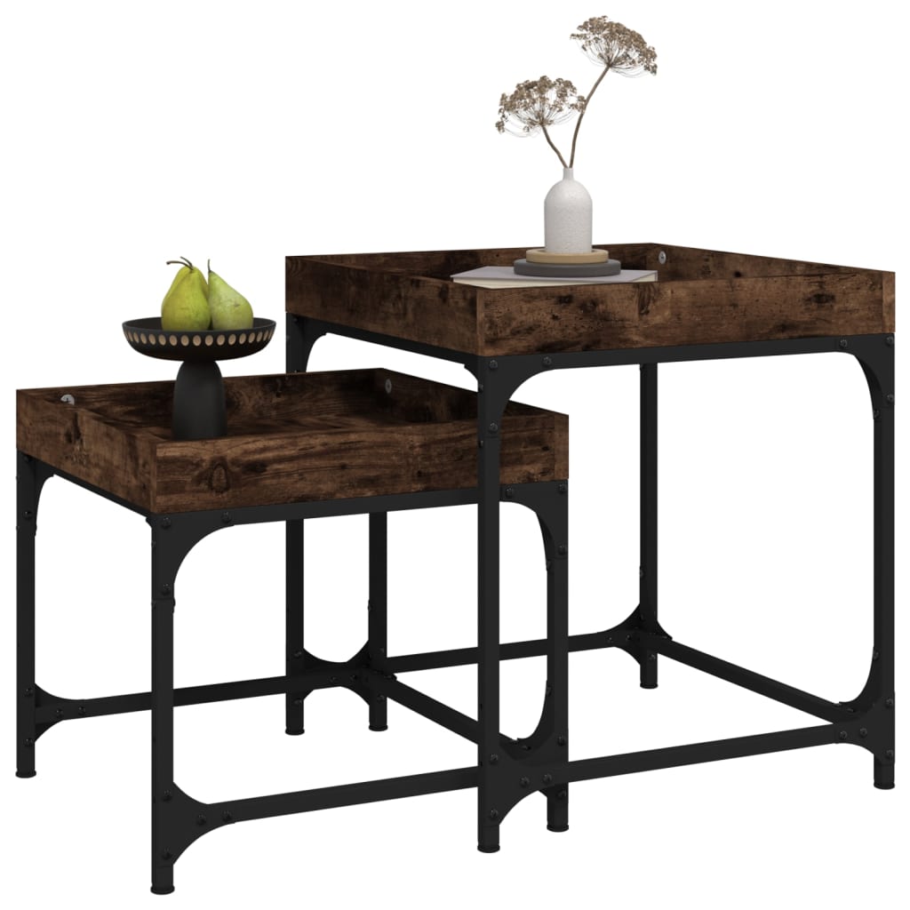 Tables d'appoint 2 pcs Chêne fumé Bois d'ingénierie - XIOS