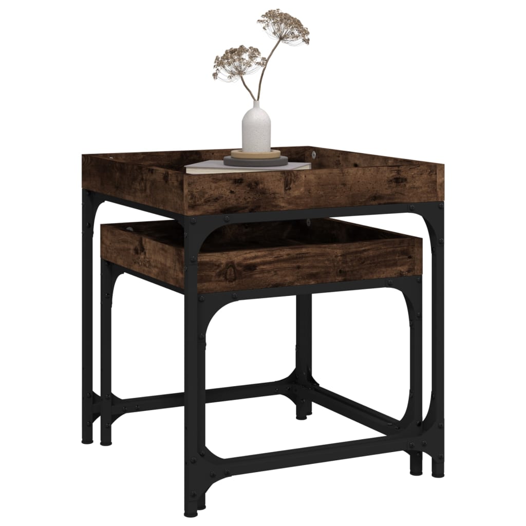 Tables d'appoint 2 pcs Chêne fumé Bois d'ingénierie - XIOS