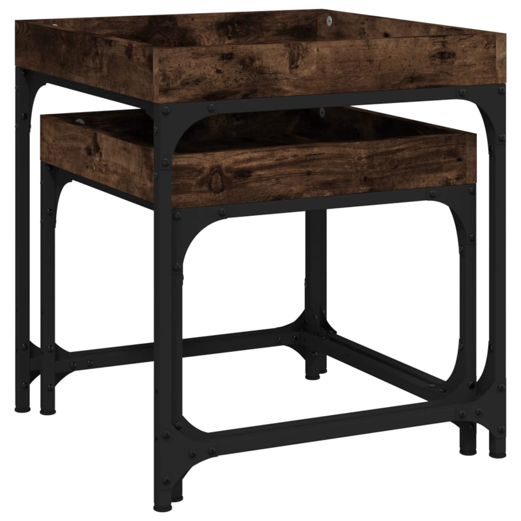 Tables d'appoint 2 pcs Chêne fumé Bois d'ingénierie - XIOS